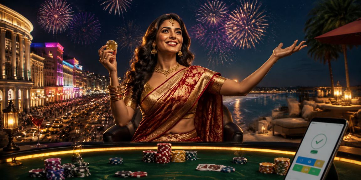 Delhi Connaught Place poker game with traditional Indian attire