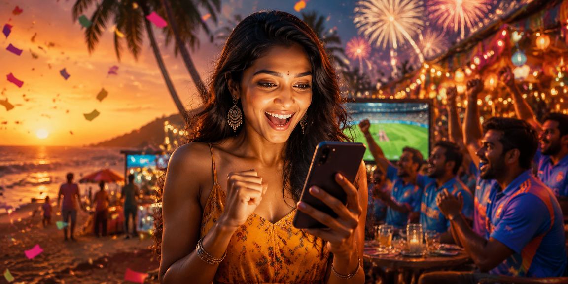 Relaxing beach scene with cricket betting in Goa